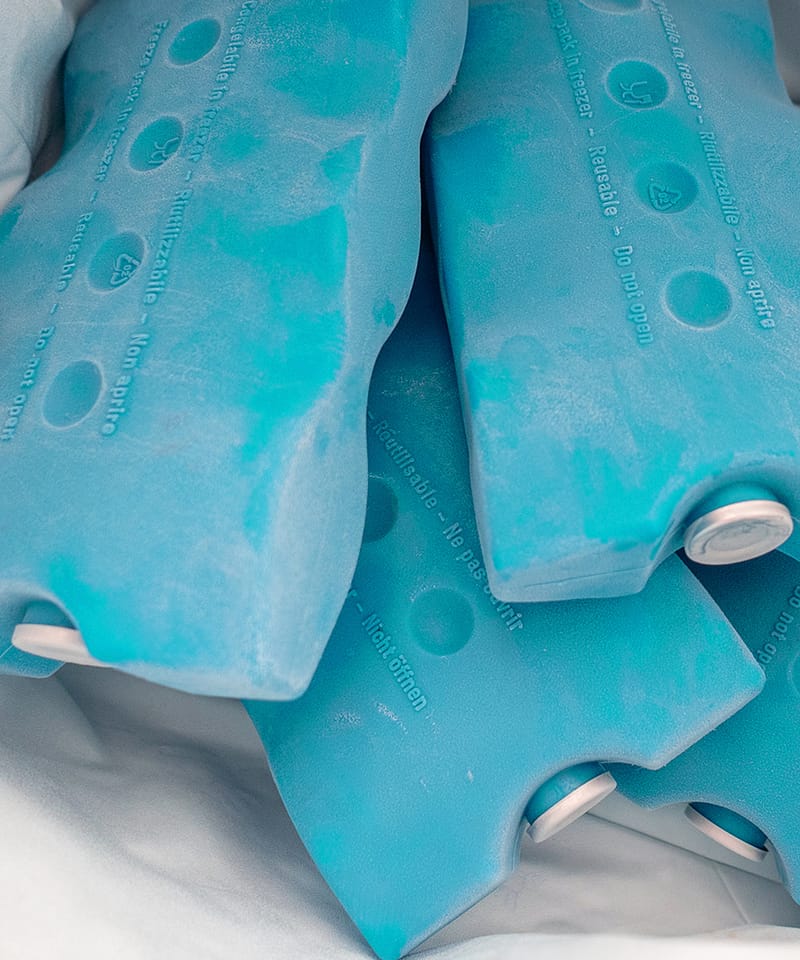 Four reusable green freezer packs, for DIY CoolSculpting at home